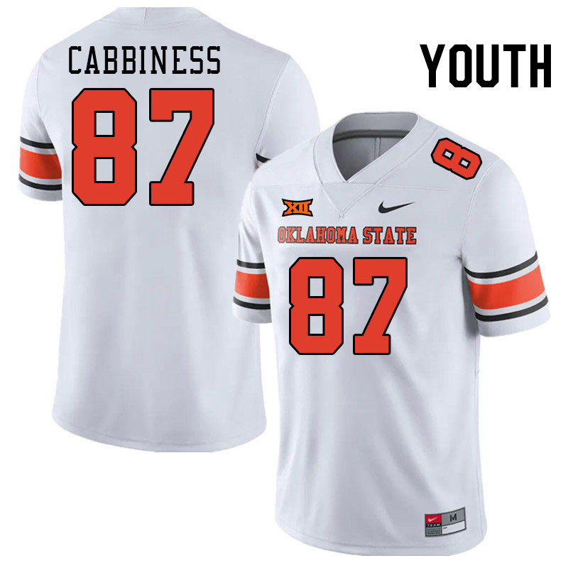 Men #87 Cason Cabbiness Oklahoma State Cowboys College Football Jerseys Stitched Sale-White - Click Image to Close